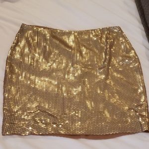 Michael Kors gold sequin mini skirt